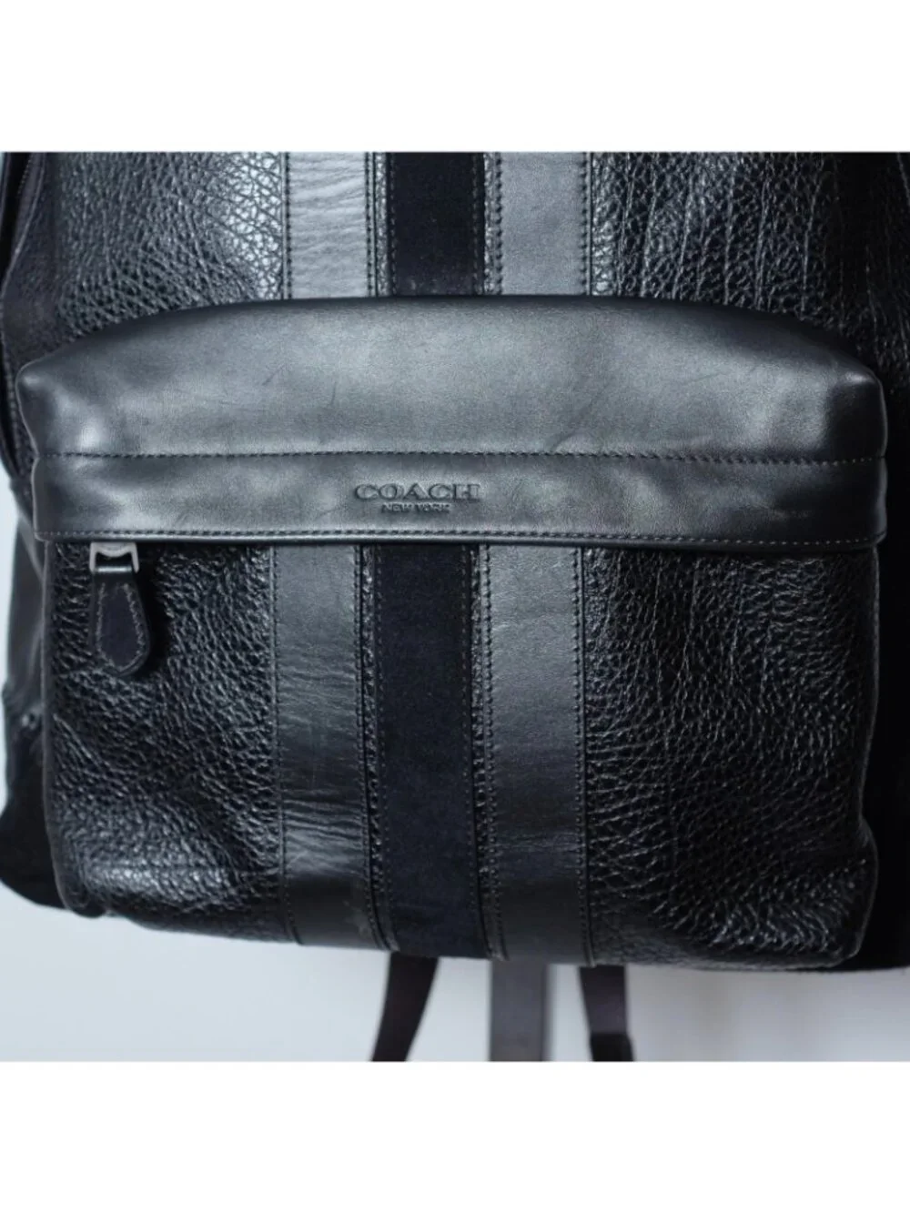 New Mens Coach Large All Leather Backpack Bag Black